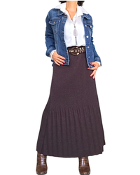 Jupe longue en tricot brun chiné