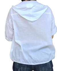 Chemise à capuchon manche courte avec cordon et broderie