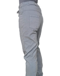 Pantalon gris à taille élastique avec cordon de coté