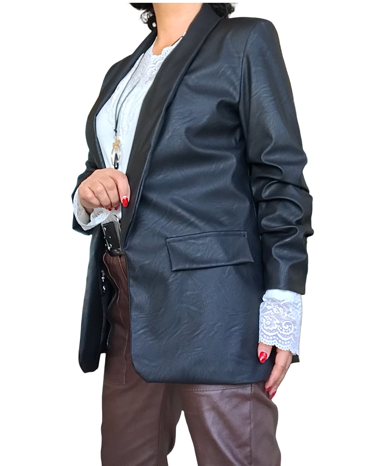 Veston noir en similicuir