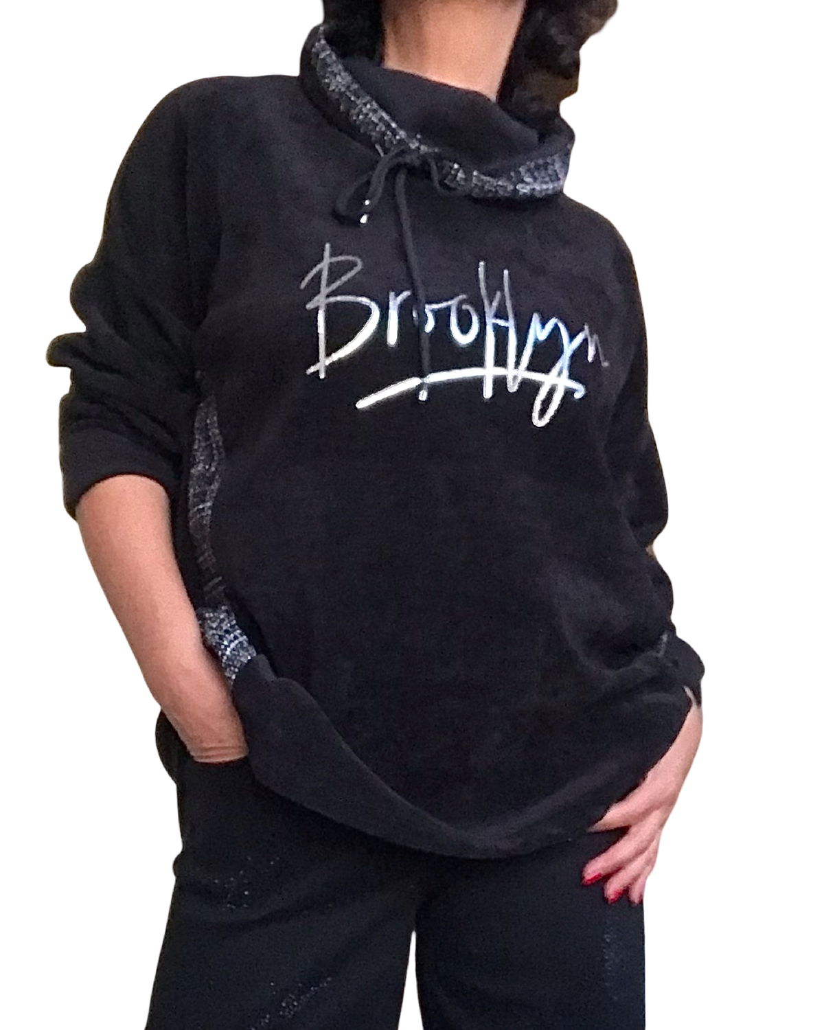 Chandail col cheminé en velours noir