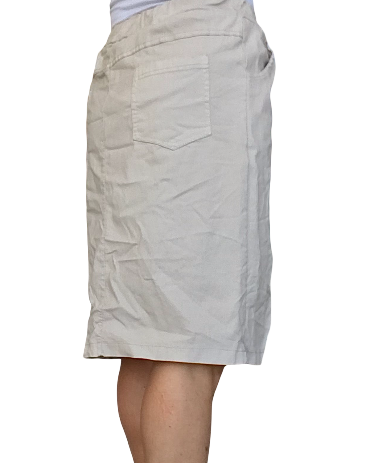 Jupe beige froissée taille élastique avec cordon