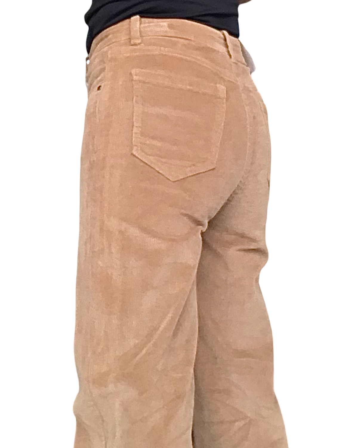 Pantalon en velours côtelé camel jambe droite