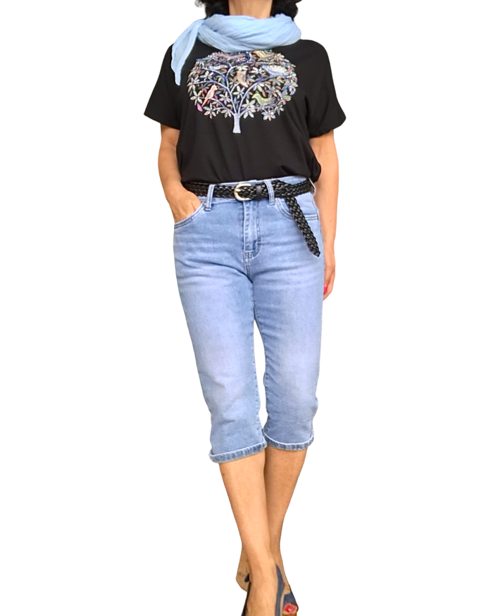 Jeans capri bleu clair