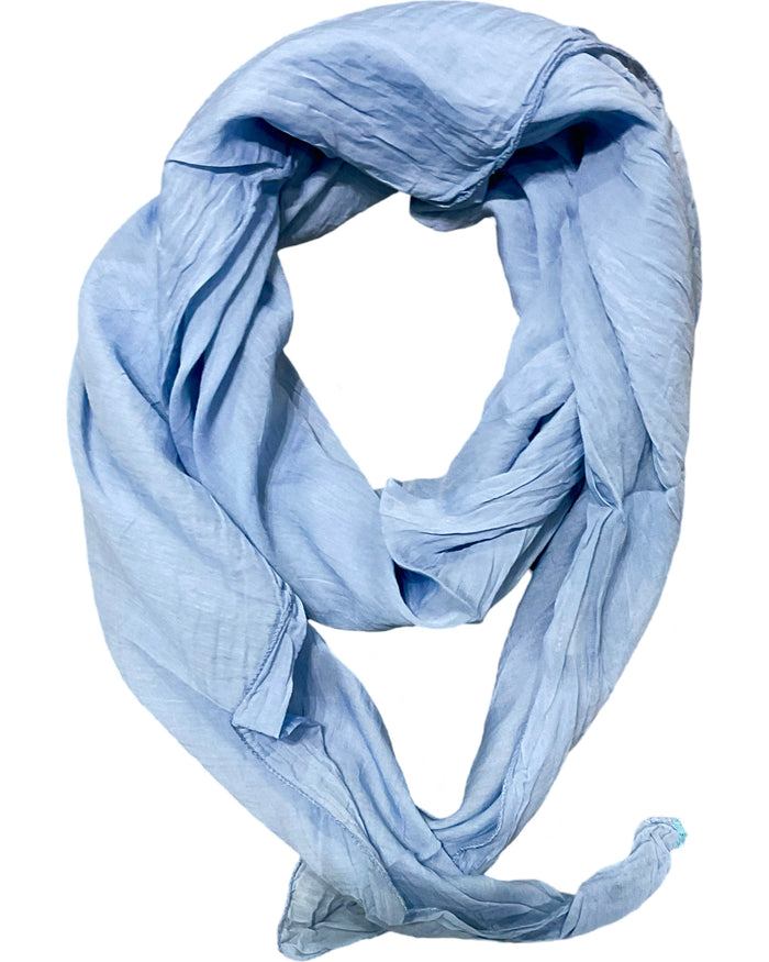 Foulard léger bleu ciel 20% soie et coton