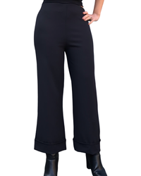 Pantalon jambe droite 7/8 taille élastique noir