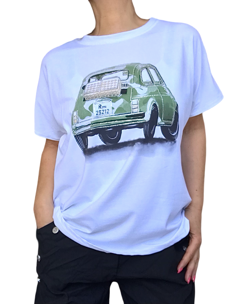 T-shirt blanc Fiat 500 – éclat chic et confort estival