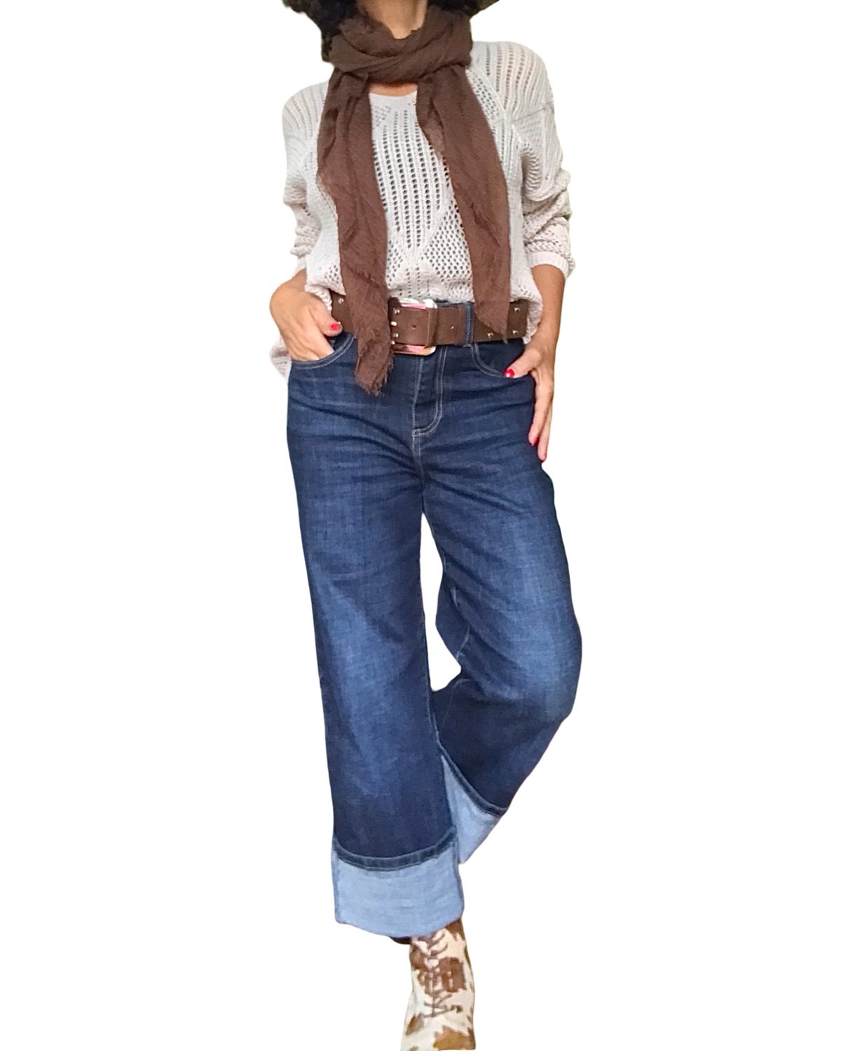 Jeans droit bleu foncé 7/8