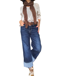 Jeans droit bleu foncé 7/8