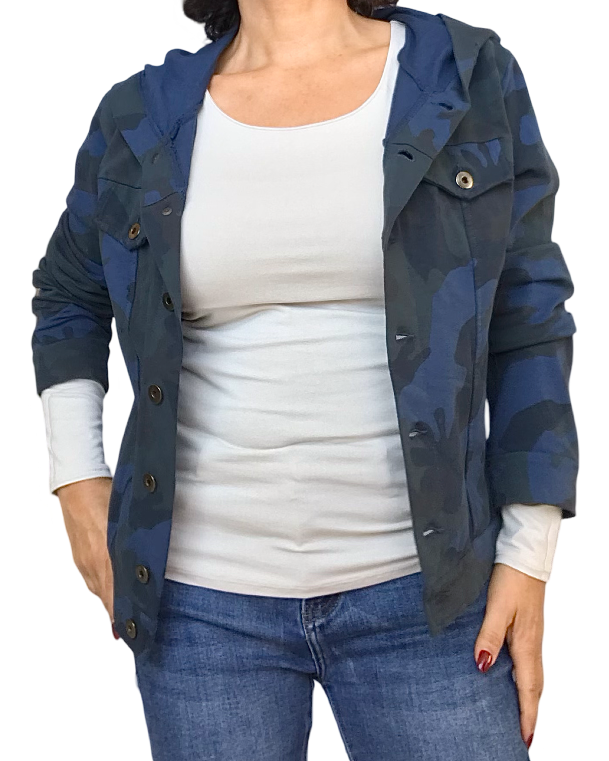 Jacket court coupe jeans jacket bleu camouflage