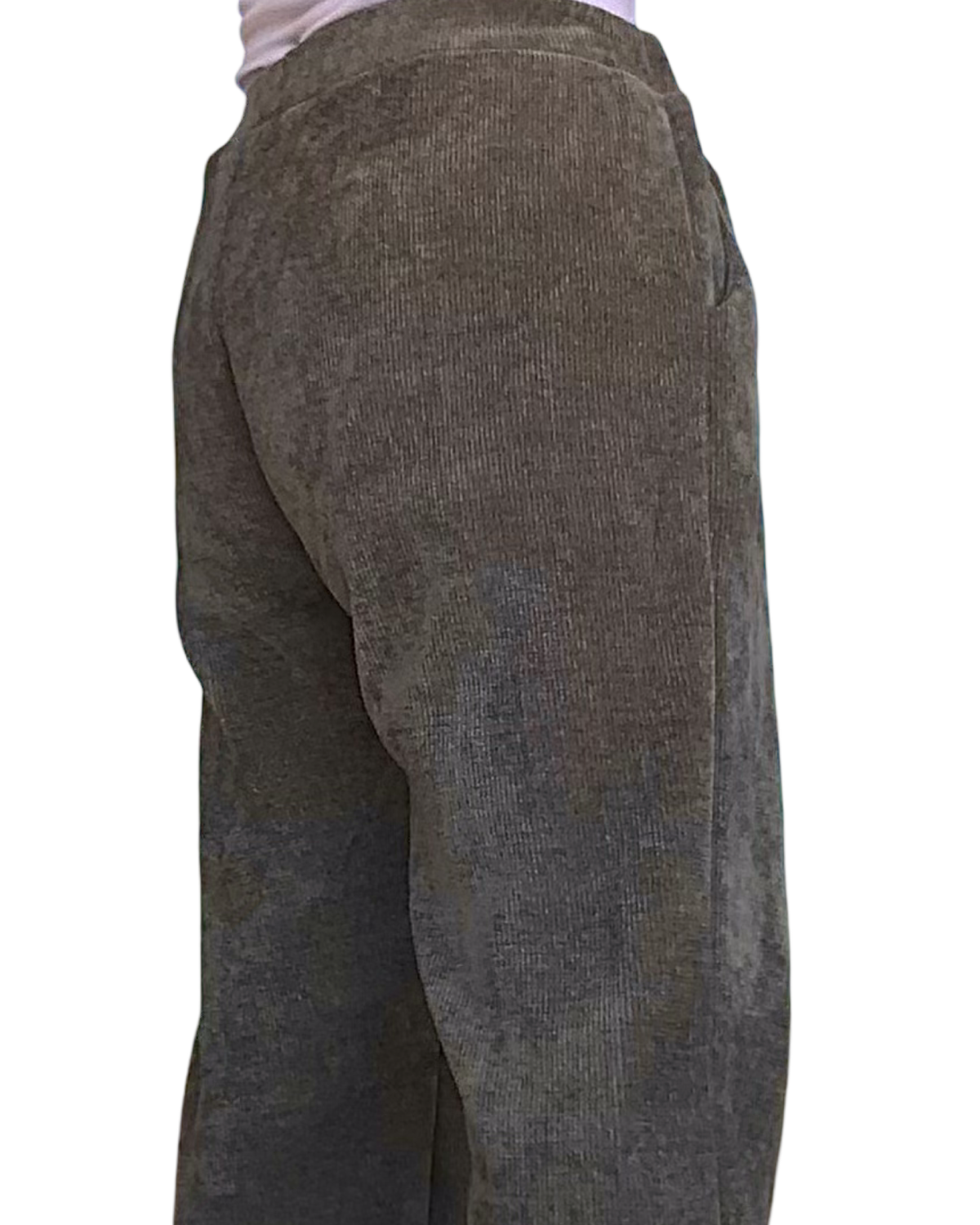 Pantalon kaki en corderoy à taille élastique avec cordon