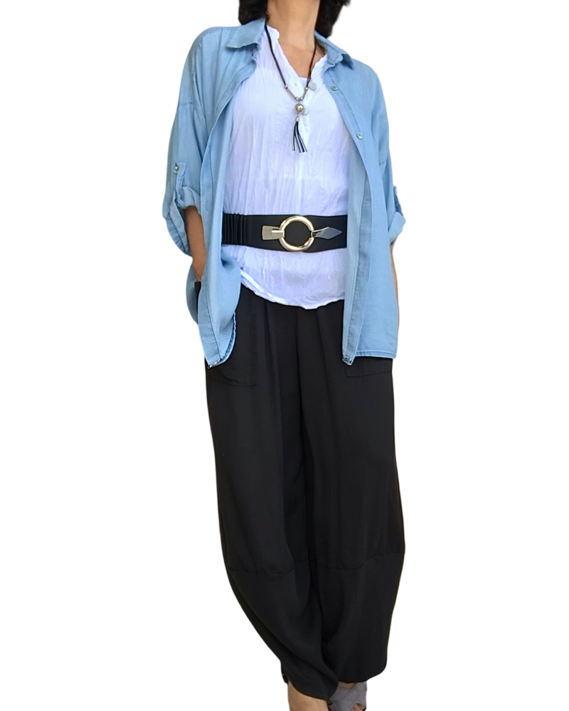 Pantalon baggy noir fluide et stylé – Taille élastique