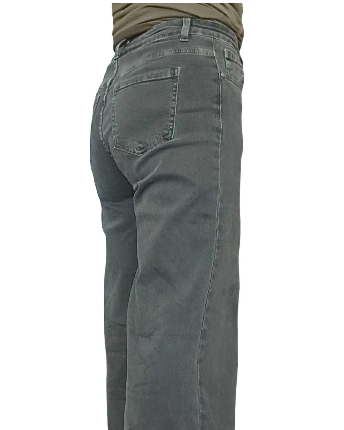 Pantalon droit kaki – vue de dos avec poches arrière