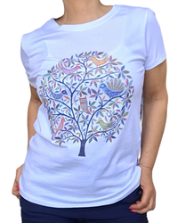 T-shirt arbre de vie blanc scintillant & léger