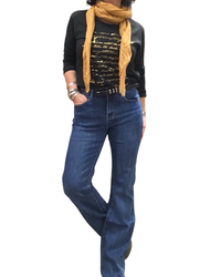 T-shirt manche longue noir avec écritures dorées