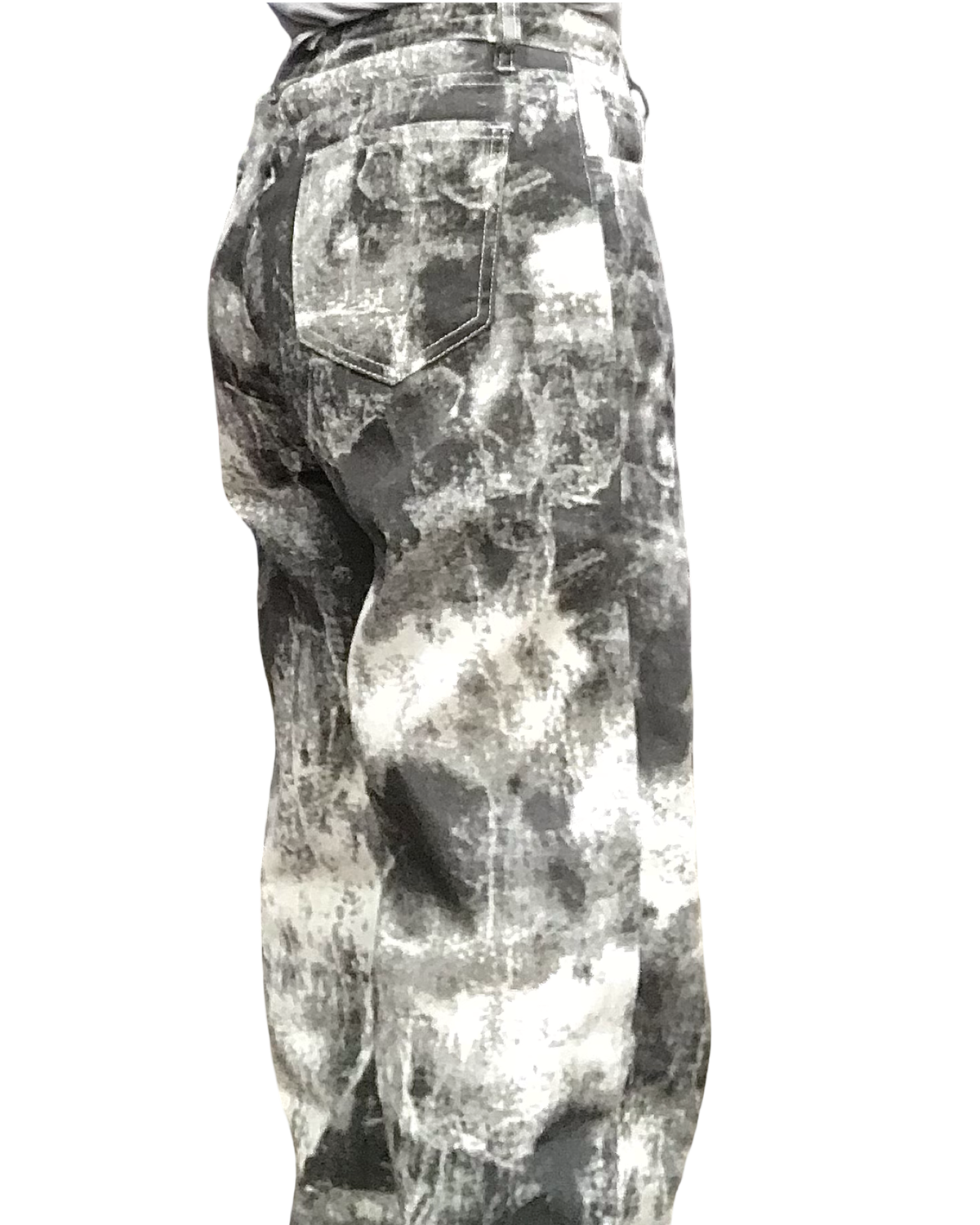 Pantalon marbré charcoal et blanc cassé jambe droite 32 pouces de jambe