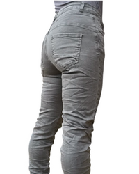 Pantalon ajusté gris  charcoal avec boutons devant de côté 