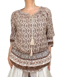 Blouse romantique imprimé aztèque chic & fluide
