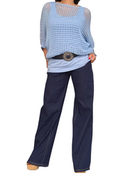 Jeans bleu foncé jambe droite 32 pouces de jambe