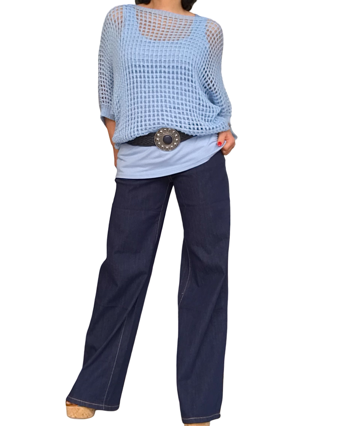 Jeans bleu foncé jambe droite 32 pouces de jambe