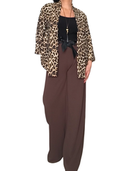 Veston léopard beige, noir et brun