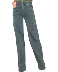 Pantalon droit kaki taille au nombril, 32 pouces de jambe – vue de face