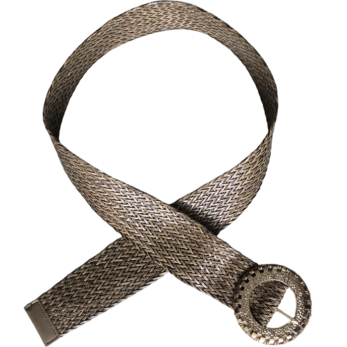 Ceinture en cuir végan tressée couleur noisette 2 pouces de largeur