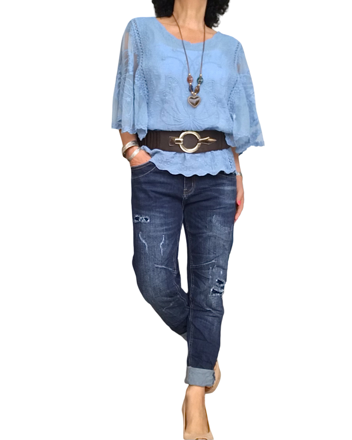 Jean boyfriend bleu foncé – Style urbain & confort | Livraison 10 mai