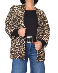 Veston léopard beige, noir et brun