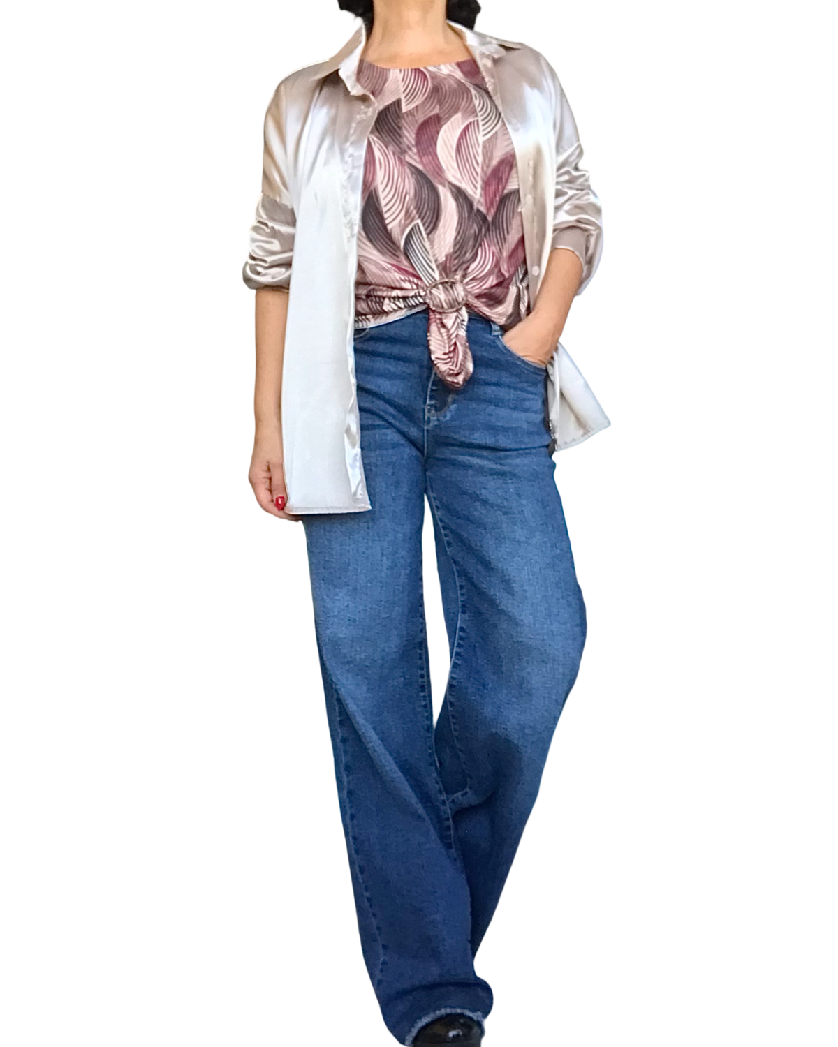 Chandail manche longue à motifs de demi-cercle bourgogne, moka, noir