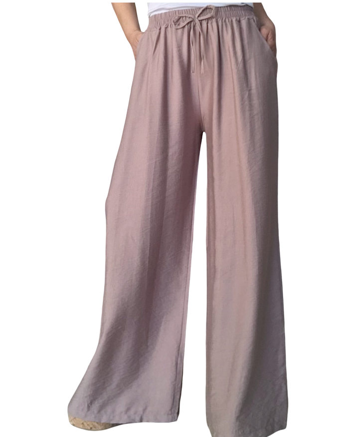 Pantalon palazzo moka taille élastique 30 pouces de jambe