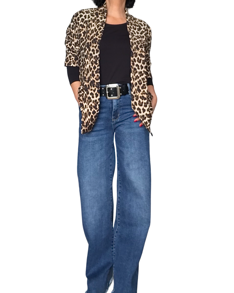 Veston léopard beige, noir et brun
