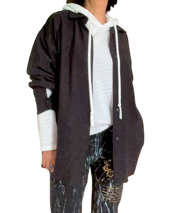 Chemise noire unie à manche longue ( livraison 10 septembre)
