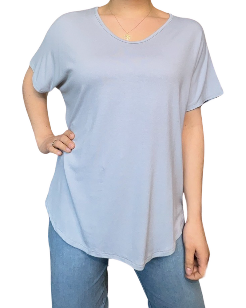 T-shirt couleur unie pour femme, gris.