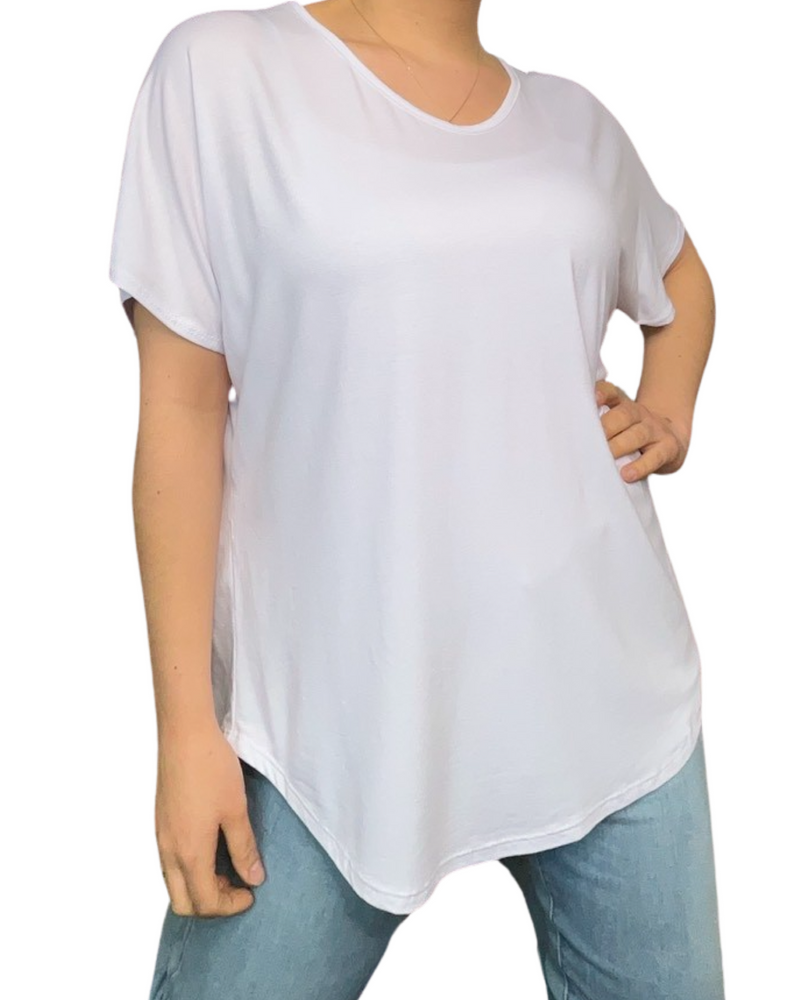 T-shirt couleur unie pour femme, blanc.