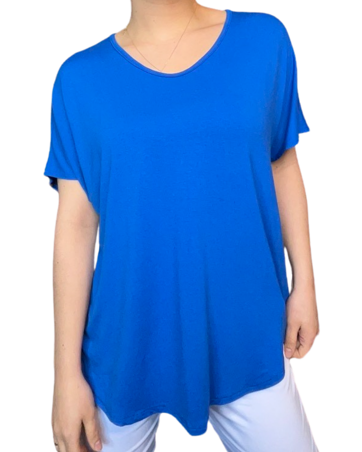 T-shirt couleur unie pour femme, bleu royal.