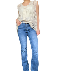 Camisole en tricot couleur unie pour femme avec  jean flare.