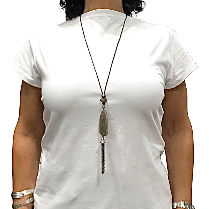 Bijoux | Collier avec pendentif marbré moka