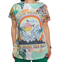 T-shirt vert pâle col rond manche courte en voile