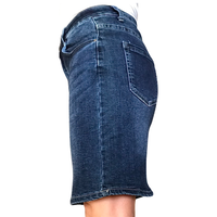 Jupe jeans extensible bleu foncé 18 pouces de longueur vu de coté