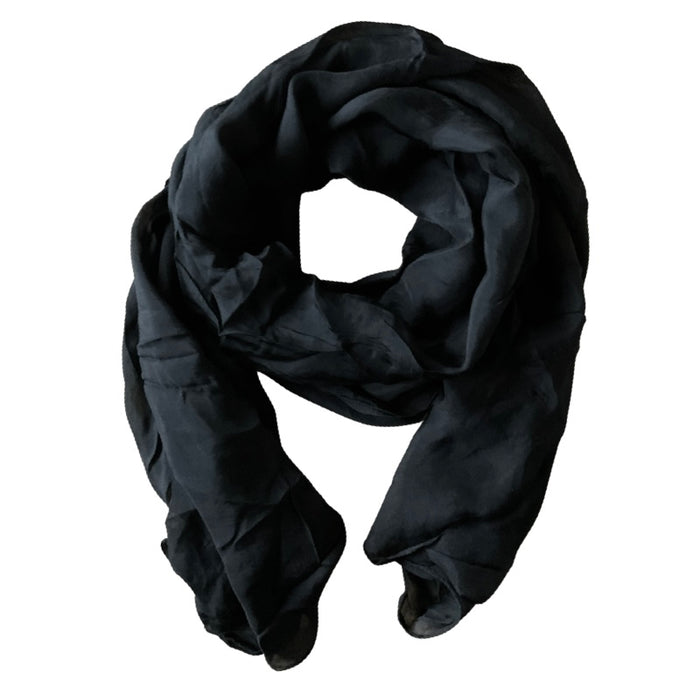 100% black silk scarf